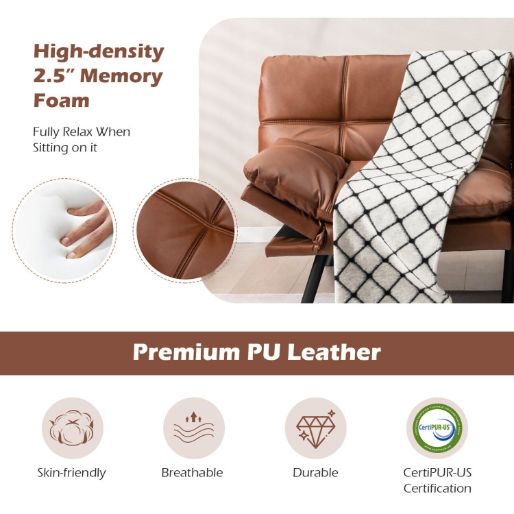 Convertible Memory Foam Futon Sofa Bed with Adjustable Armrest-BrownCostway Gallery View 3 of 10